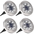 thumbnail image 1 of Focos solares para jardín de exterior, paquete de 4, 8 luces LED, proyectores solares, IP65, inalámbricos, de acero inoxidable, para decoración de césped, terrazas, caminos y plantas., 1 of 5