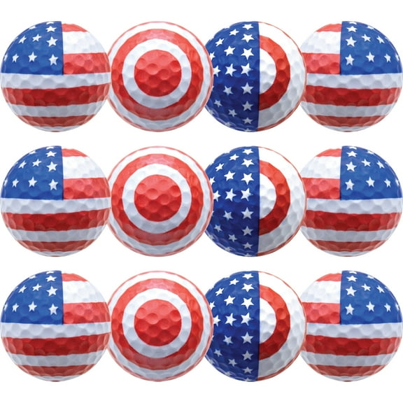 GBM Golf American Flag Print Golf Balls, 12 Pack