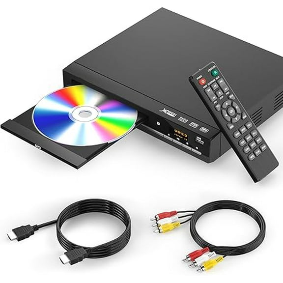DVD Players for TV with HDMI,Plays All Regions and Formats,CD Player for Home,Support 1080P Video/CD/DVD/VCD/JPEG/USB, Remote,  and RCA Cables Included