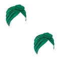 thumbnail image 1 of Sonducket Turbante Nudo Musulmán Hijab Donut Llanura Pañuelo Sombreros Pérdida Bonnet Decoración para Mujeres Accesorios Verde Verde 2piezas, 1 of 6