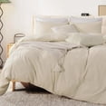 thumbnail image 3 of Duvet Cover Set Oversized Queen 92"x98" Linen Feel Cream Grey Organic Natural, 3 of 9