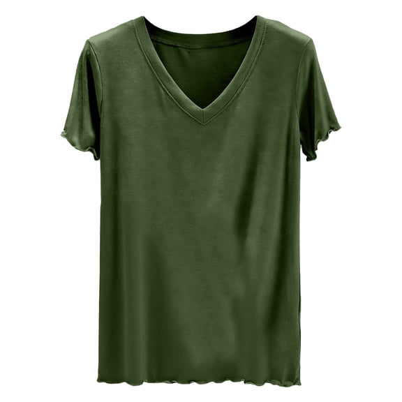 HBGVBA Women's Casual Tees,V-Neck Summer T-Shirt,Fashion Solid V-Neck Soft Short Sleeve Nightgown