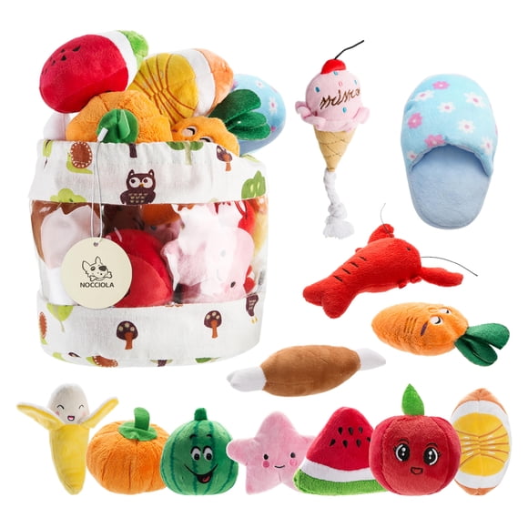 Peluche Dog Squeaky Toys Nocciola para perros pequeños, 12 unidades con bolsa