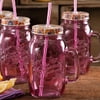 The Pioneer Woman Simple Homemade Goodness Plum Mason Jar with Handle, Lid & Straw