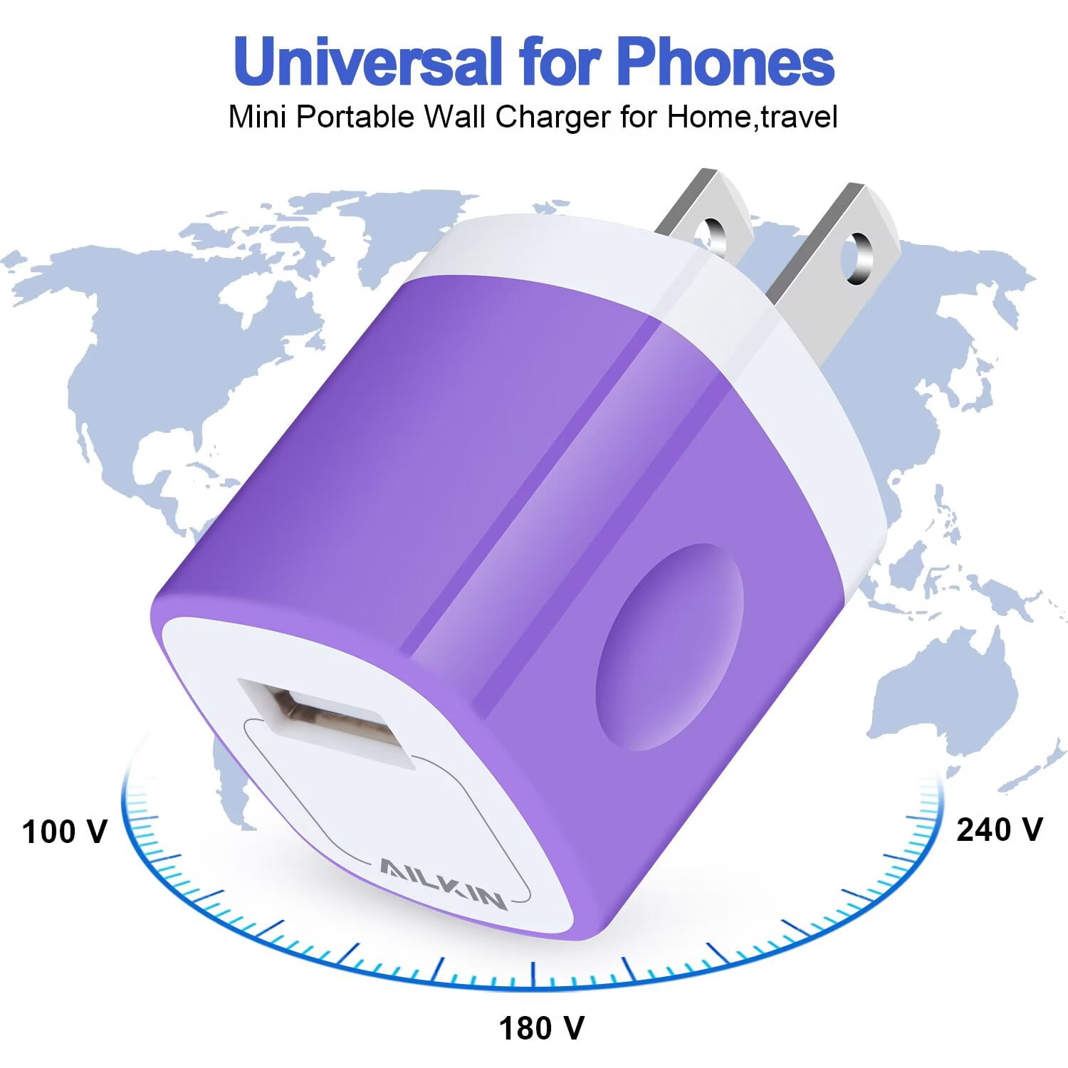 Compatible with iPhone Charger Fast Charging,3Pack AILKIN Charger Block with 6ft Cord Charging Block Plug Power USB Wall Charger Adapter Compatible with iPhone 14/13/12/11,Blue+Purple+Pink