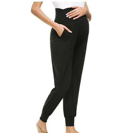 

YOTAMI Women s Dresses Fall Fashion Women s solid color with pockets women s comfortable maternity pants Black