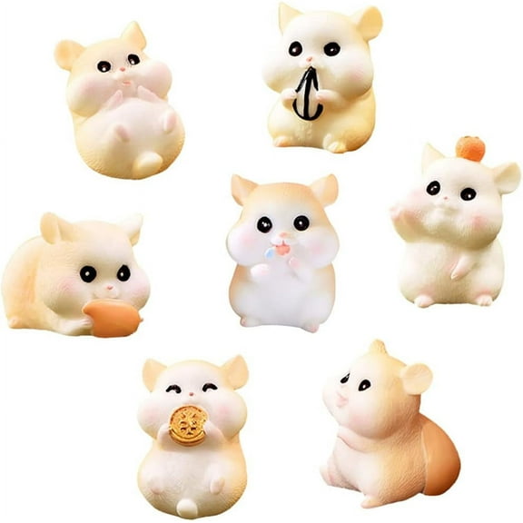 10pcs Set Mini Hamster Figures Animal Toy Cake Toppers, Fairy Garden Decor Miniature Hamster Figurines Collection Playset for Christmas Birthday Gift Cake Decorations