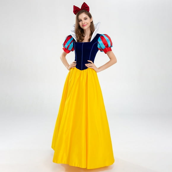 HAWEE Women Halloween Classic Deluxe Princess Snow White Costume Adult Queen Fairytale Dress Role Cosplay