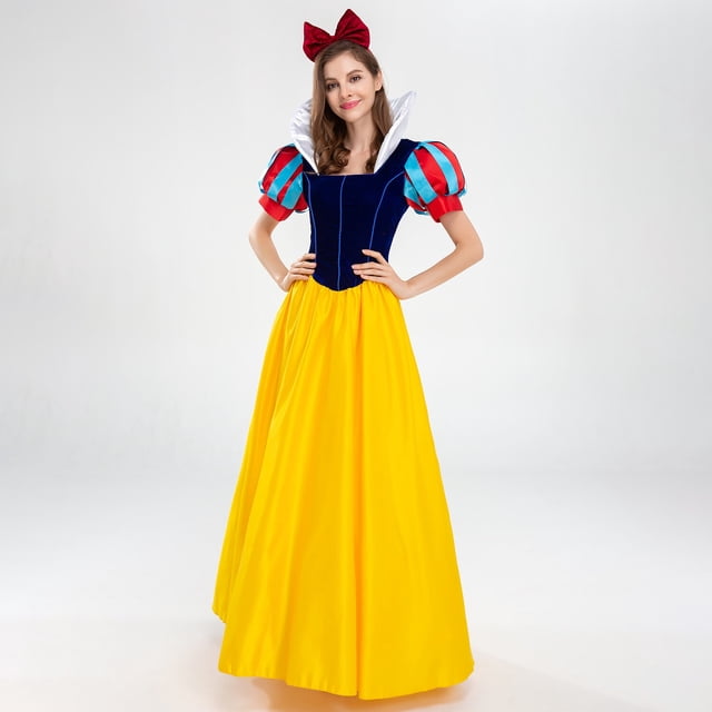 HAWEE Femmes Halloween Classique de Luxe Princesse Snow White Costume Adulte Reine Robe de Conte de Fées Rôle Cosplay