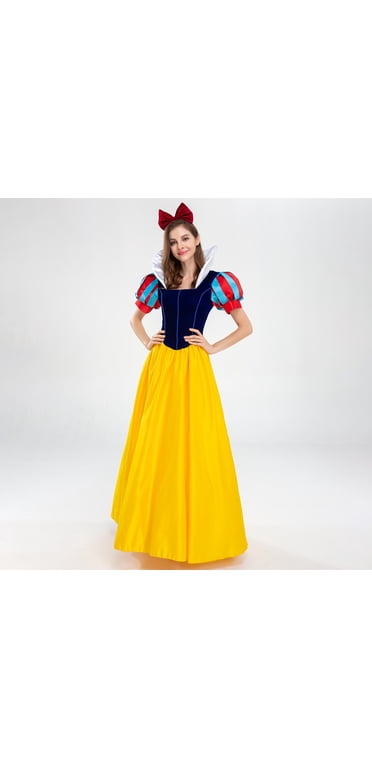 Adult Snow White Princess Costume Dress Ball Gown Fairy Tale Fancy Dress Sizes 8-16