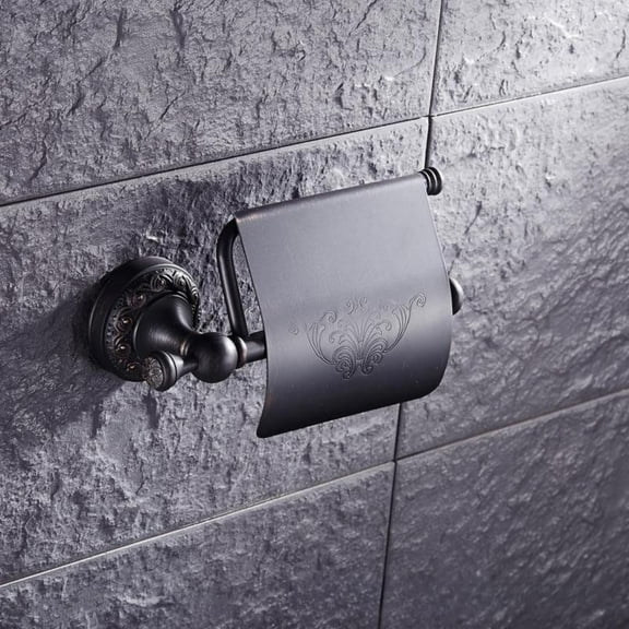 Vintage Oil Rubbed Bronze Black Toilet Paper Holder with Cover Wall Mounted Bathroom Tissue Roll Storage Helper