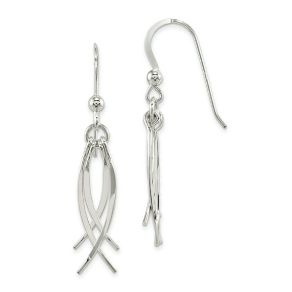 Primal Silver Sterling Silver Curved Dangle Shepherd Hook Earrings