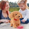 thumbnail image 6 of Coollooc Wuffy Robot Dog Lifelike Toy Dog, Walking Plush Puppy Toy Dog, Interactive Robot with Touch Sensing Voice Mimic Licking Motion Leash Remote Soft Fur for Battery Powered(Yellow), 6 of 9