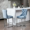 thumbnail image 3 of 26" Velvet Dining Chairs, Modern Dining Chair with Button Back&Rivet Trim, Leisure Upholstered Dining Chairs, Accent Desk Chair for Kitchen Living Room Wine Bar(Light Blue,Set of 6), 3 of 11