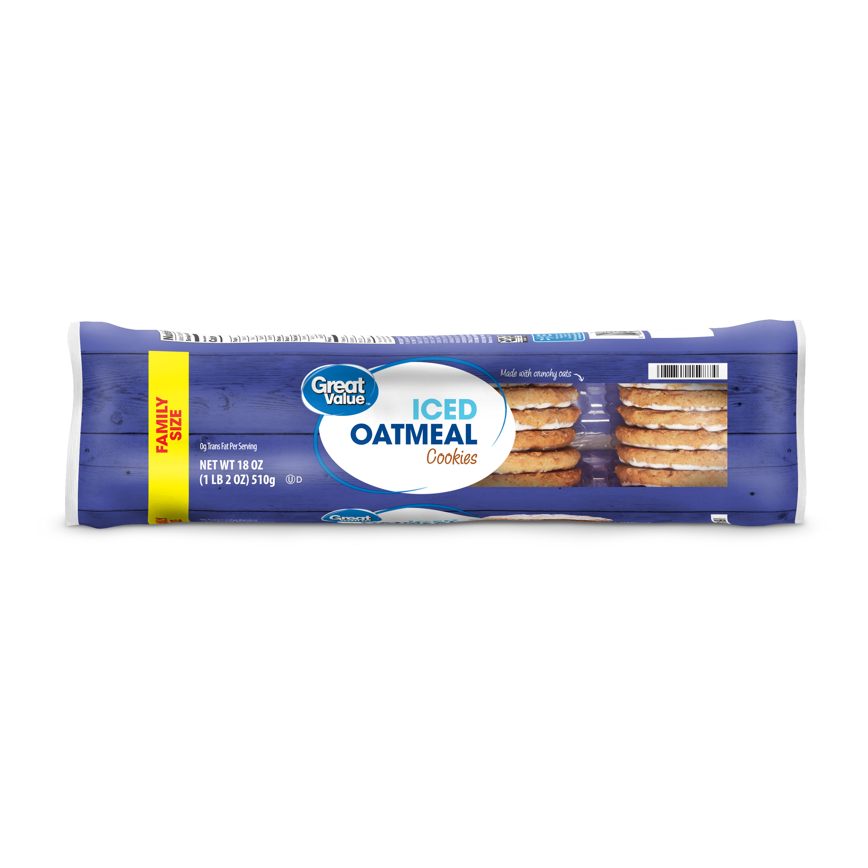 Great Value Iced Oatmeal Cookies Family Size 18 Oz Walmart 