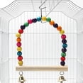 thumbnail image 4 of Bird Swing Toy Natural Wooden Perch with Colorful Plastic Beads and Two Chimes for Parrot Cage Decor, 4 of 9