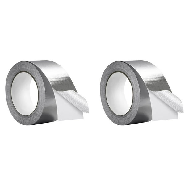 Cinta de LáMina de Aluminio de Tela de Fibra de Vidrio (5,9 de Grosor), Cinta Adhesiva de Metal para Aislamiento de Alta Temperatura, 2 Paquete