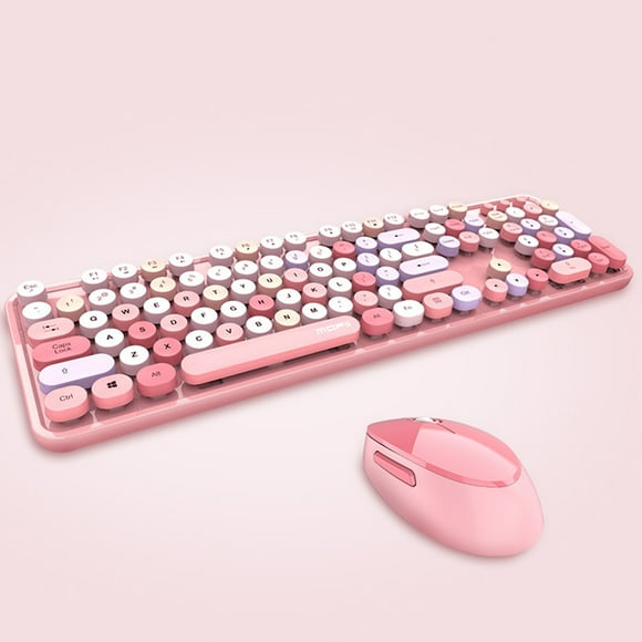 Graflsoa Pink Wireless Mechanical Keyboard and Mouse Set with Detachable Keycaps for Gaming and Office Use