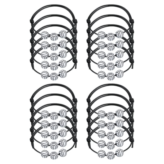 Uxcell Volleyball Bracelets, 20 Pcs Volleyball Gifts Adjustable Wristbands Black White