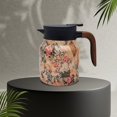 thumbnail image 3 of Vintage Floral Pattern Thermal Carafe with Tea Infuser, Insulated Stainless Steel Teapot with Wooden Handle, Hot Coffee and Tea Server with Lid(Coffee,800ML / 27Oz), 3 of 5