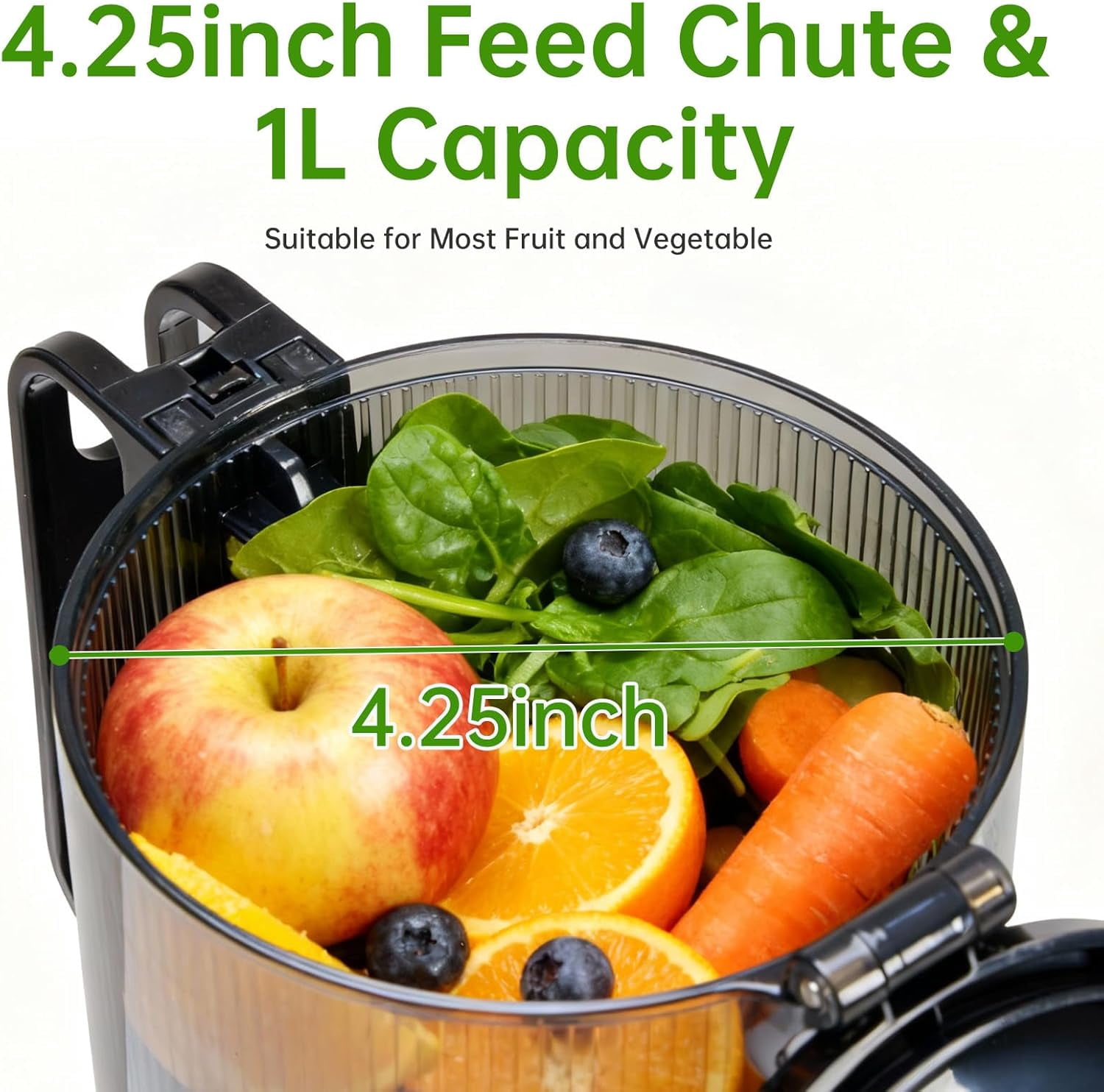 Cold Press Juicer Machines, Masticating Juicer with High  Yield, Reverse Function, Stops Oxidation and Easy to Clean for Vegetables & Fruits, Silver