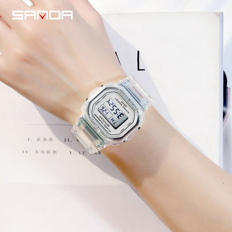 Sanda Fashion Sport Watch Women Transparent Strap Led Digital Clock Ladies  Electronic Watch Reloj Mujer Relogio Feminino 2009 - Digital Wristwatches 