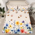 thumbnail image 2 of Feelyou Watercolor Groovy Flower Twin Sheet Sets, Butterfly Animal Bedding, 3pcs, 2 of 7