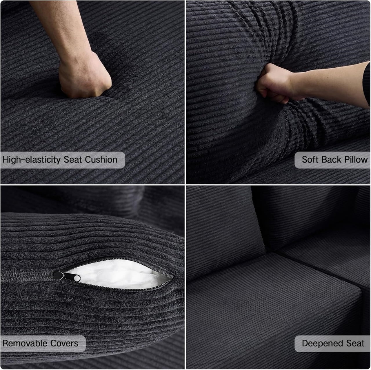 105" Cloud Sectional Couch with Chaise, Boneless L-Shaped Modular Sectional Sofa for Living Room, Comfy Cloud Couch with Deep Seat