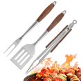 thumbnail image 5 of Juego de herramientas para barbacoa de madera rosa resistente. Espátula, tenedor y pinzas multifunción de acero inoxidable extragrueso - Accesorios esenciales, 5 of 5