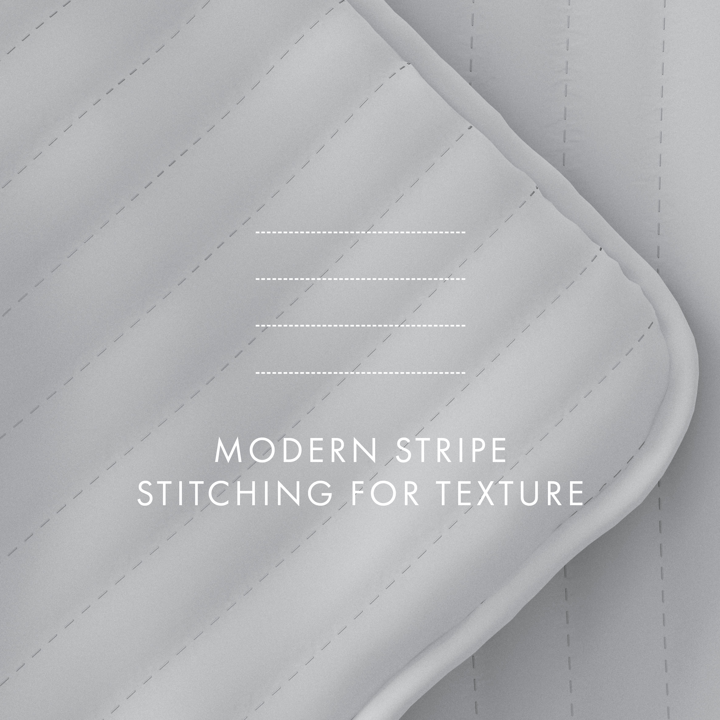Noble Linens 3 Piece Light Gray Stripe Stitch Quilt Set, Queen / Full