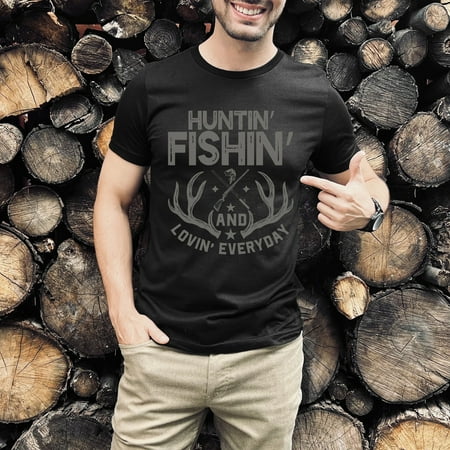 Huntin and Fishing and Lovin Everyday Shirt | Men s Fishing Shirt | Hunting Shirt | Fishing Tee | Gift For Hunter or Fisherman (Colors:Dark Grey Heather; Sizes:2XL;)