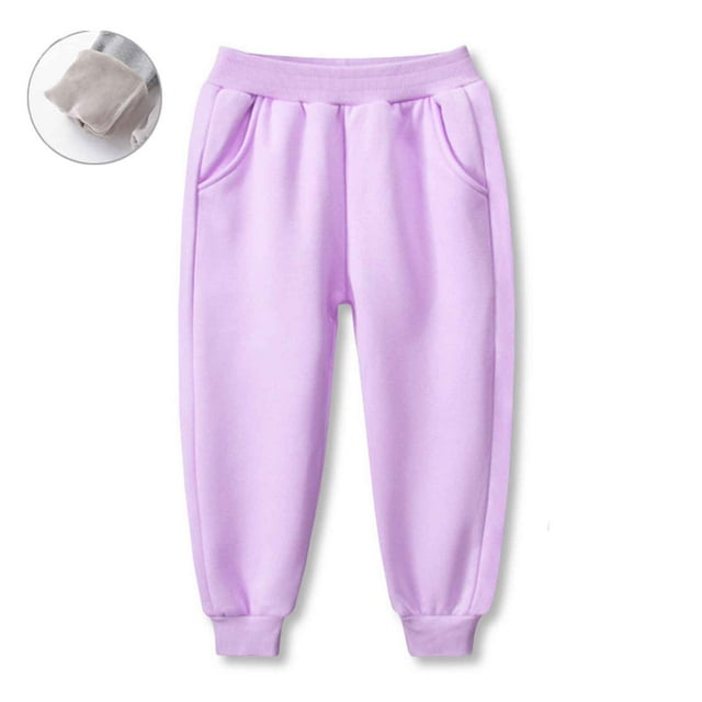 Boys Girls' Casual Solid Color Warm Thickened Long Pants