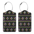 thumbnail image 3 of Disketp 1 Luggage Tag For Suitcase,Mardi Gras Fleur De Lis Leather Baggage Tag With Stainless Steel Loop Privacy Cover For Women Men Girls, 3 of 5