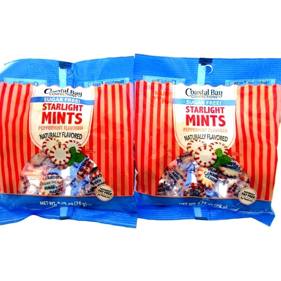Peppermint Sugar Free Coastal Bay Hard Candy 2.75oz bag Lot of 2