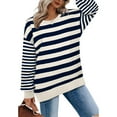 thumbnail image 2 of Ruyang Sweatshirts for Women Crewneck Long Sleeve Striped Tops Lightweight Fashion 2024 Women Clothes Pullover Tops, 2 of 8