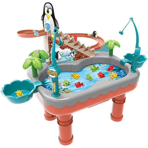 Penguin Slide Magnetic-Fishing-Toy Pool Set, Multi-Play Double Interactive  Competition, Electronic Fishing Table w/Dynamic Music, Bathtub Water Table  Fishing Game Bath Toy for Toddlers Ages 3+ (B) 