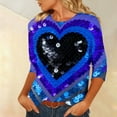 thumbnail image 4 of Blmnix Womens Blouses Casual Love Heart Valentine Pullover Outfits 3/4 Sleeve Crew Neck Birthday Shirts for Women, 4 of 6
