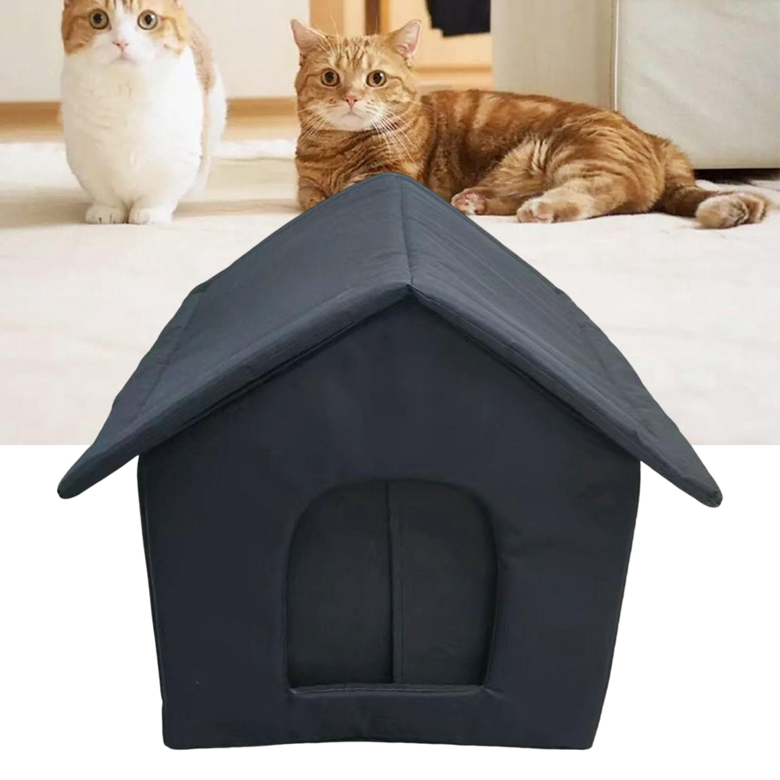 Oxford Cloth Stray Cats Shelter Weatherproof Dog Kennel Pet Supplies Furniture Bed Cave Portable Outdoor Feral Cats Warm House for Winter 40cmx35cmx40cm