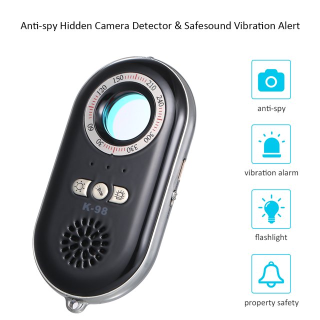 Detector Irfora Detector de cámara oculta anti-espía portátil Inalámbrico RF Infrarrojo 3-en-1 Alerta de vibración de Safesound con mini LEDs Linterna para el hogar Hotel Travel Secure Irfora Detector