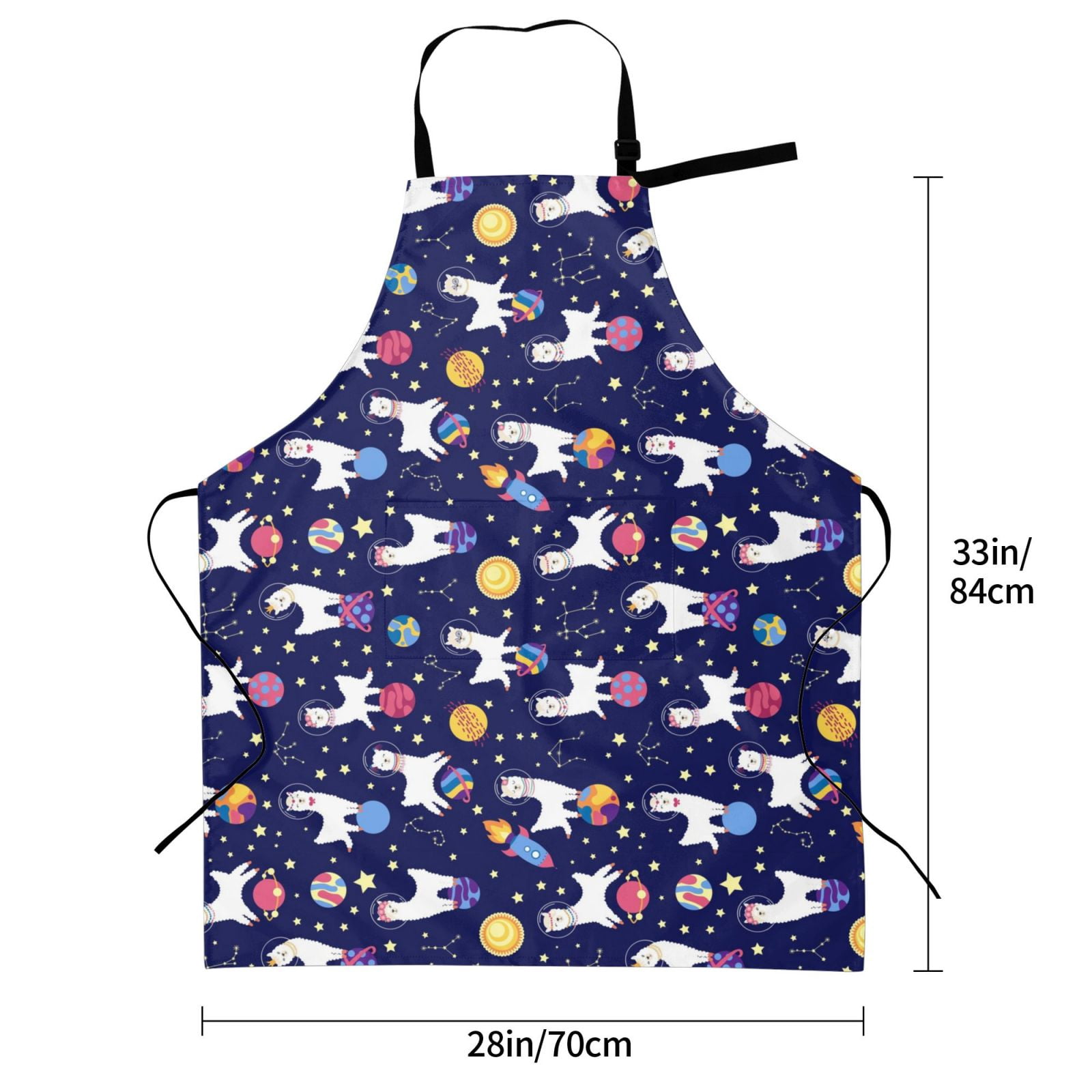 Kdxio Lama in Space Apron with Pockets Adjustable Kitchen Aprons for Men Women Waterproof Aprons for Cooking,Drawing,Crafting, Baking Household Cleaning