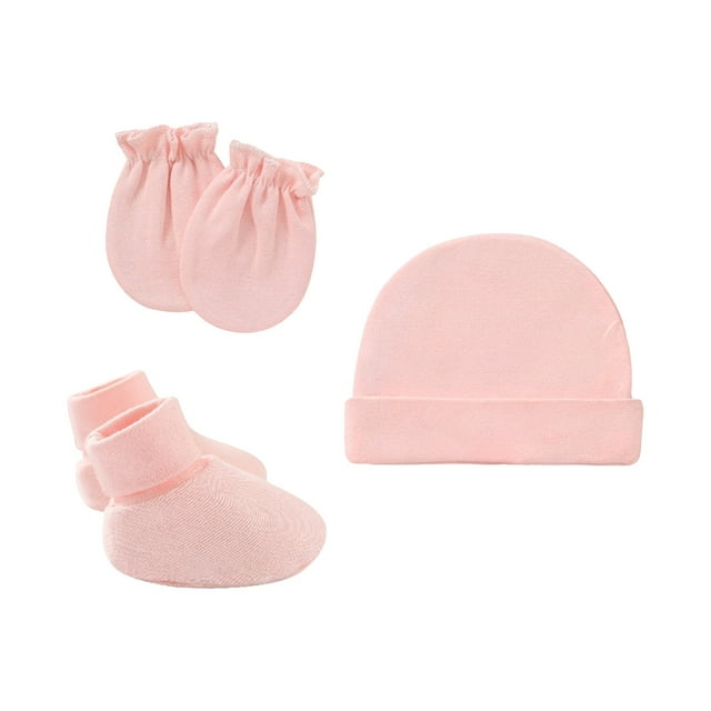 Clearance! Baberdicy Newborn Hat Gloves Foot Set Three Piece Multi Color Set Pink