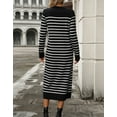 thumbnail image 6 of Womens 2024 Fall Striped Bodycon Midi Dress Crew Neck Slim Fit Ribbed Knit Sweater Dresses Shermie, 6 of 6