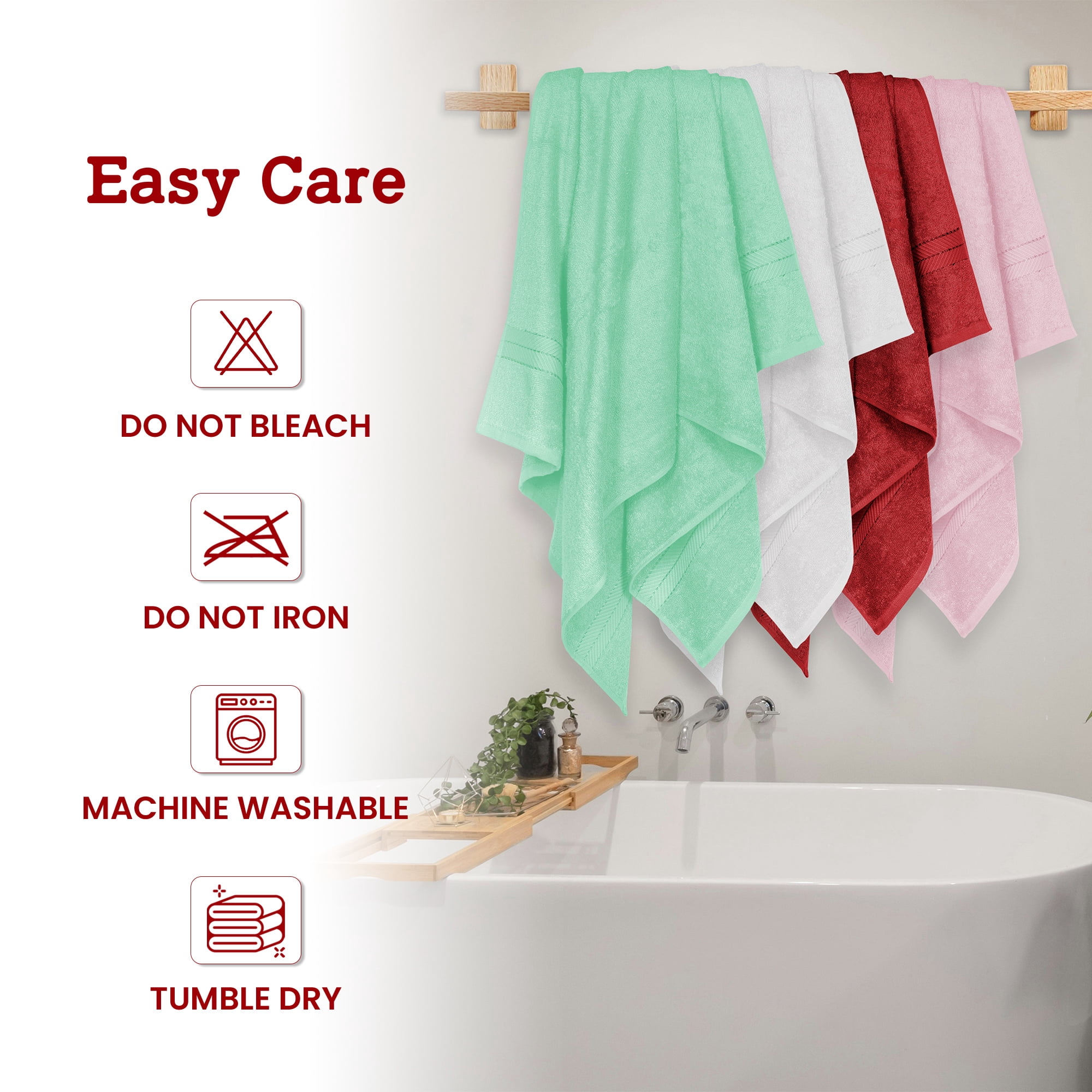 Casa Lino 4Pc Premium Bath Towels (54" x 27") - 100% Cotton, 400GSM, Ultra Soft & Absorbent (Multicolor 3)