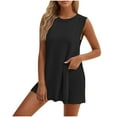 thumbnail image 2 of Dwaogom Women Blouse Solid Casual Fashion Round-Neck Regular Sleeveless Blouses Sets Oversized Sweatshirt & Lounge Shorts Sets Sexy Plus Size Long Sleeve Tops And Pants Sets, 2 of 5