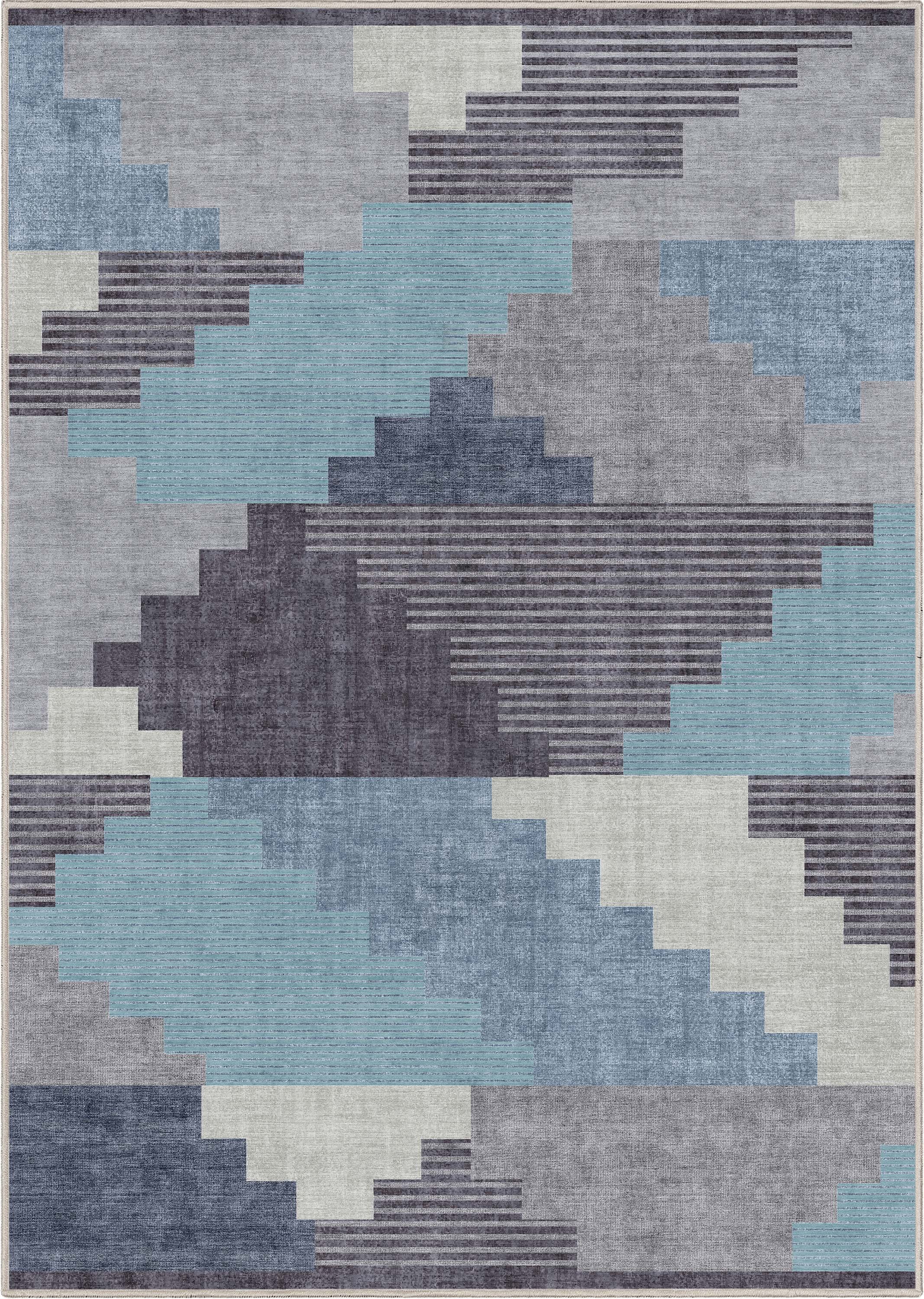 Well Woven Apollo Portsmouth Vintage Southwestern Blue Flatweave 5'3" x 7'3" Area Rug