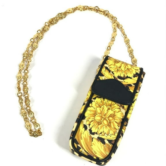 Pre-Owned VERSACE Vintage Leopard Mobile Phone Bag Pattern Chain Pochette Shoulder... (Good)