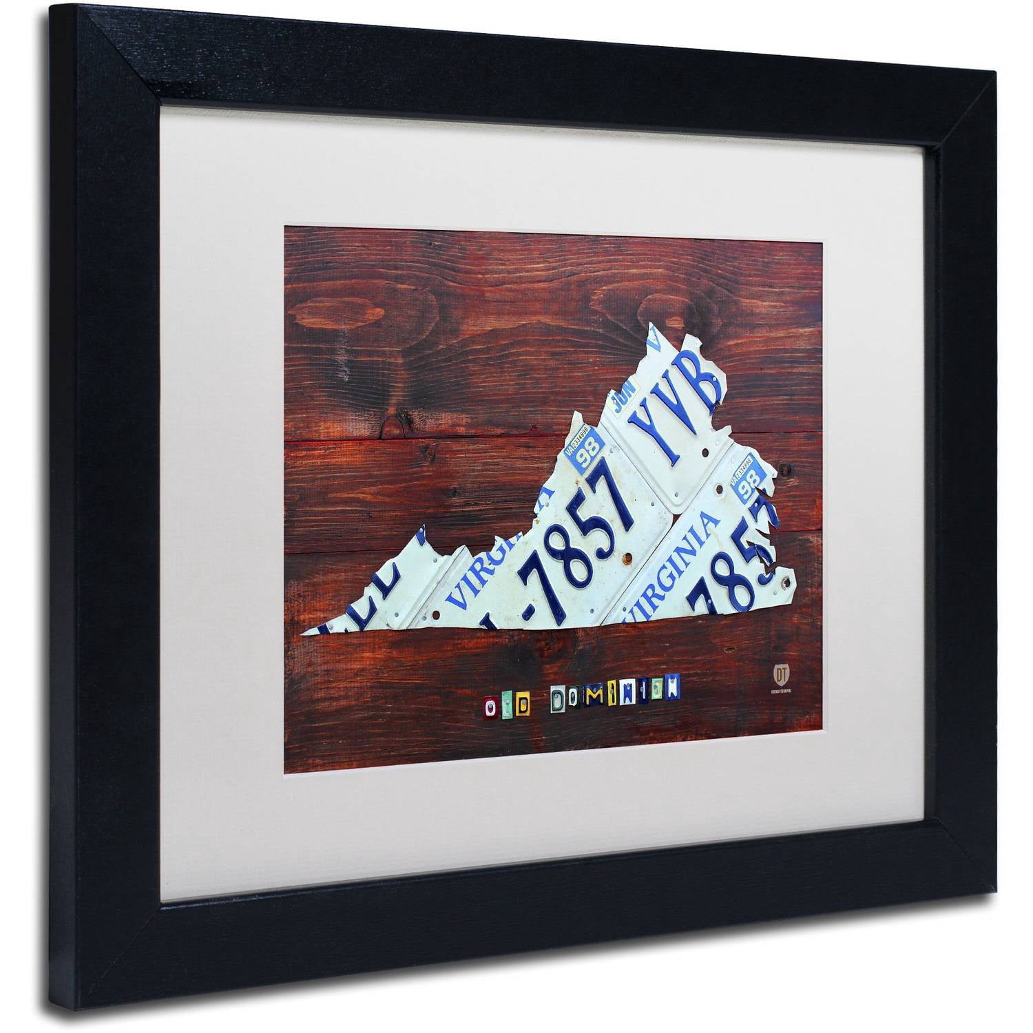 Trademark Fine Art 'Virginia License Plate Map II' Canvas Art by Design Turnpike, White Matte, Black Frame
