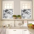 thumbnail image 4 of Watercolor Black Grey Floral Kitchen Curtains Set 3 Piece for Windows Curtains Valances and Tier Curtains 36 Inch Length, Rod Pocket Drapes Abstract Printed Curtains for Living Room Bedroom Bathroom, 4 of 5