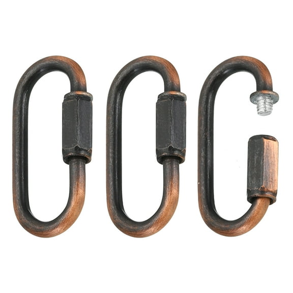 Chain Connectors, 4mm Thick Quick Link Screw Lock Oval Clips for Chandelier Pendant Lights, Red Bronze, Pack of 3