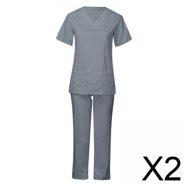 Uniformes de mujer,Conjunto de uniforme de enfermería para mujer,conjunto de uniforme de enfermería,Blusa y pantalón de uniforme médico elásticos de manga corta,Conjunto de uniforme de